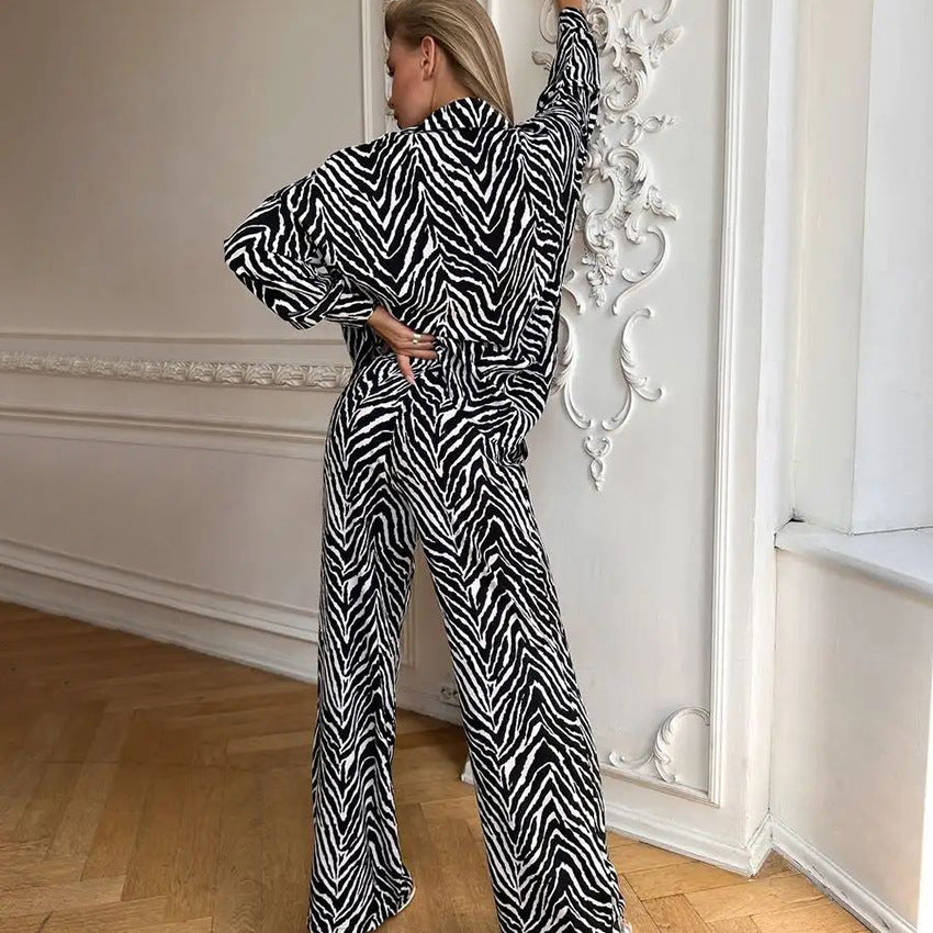Women's Fashion Loose Striped Printed Homewear