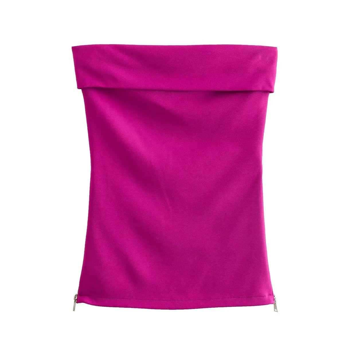 Alia Sculpted Zip-Front Tube Top