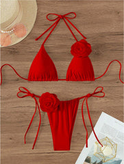 Sexy Three-Dimensional Floral Bikini Suit