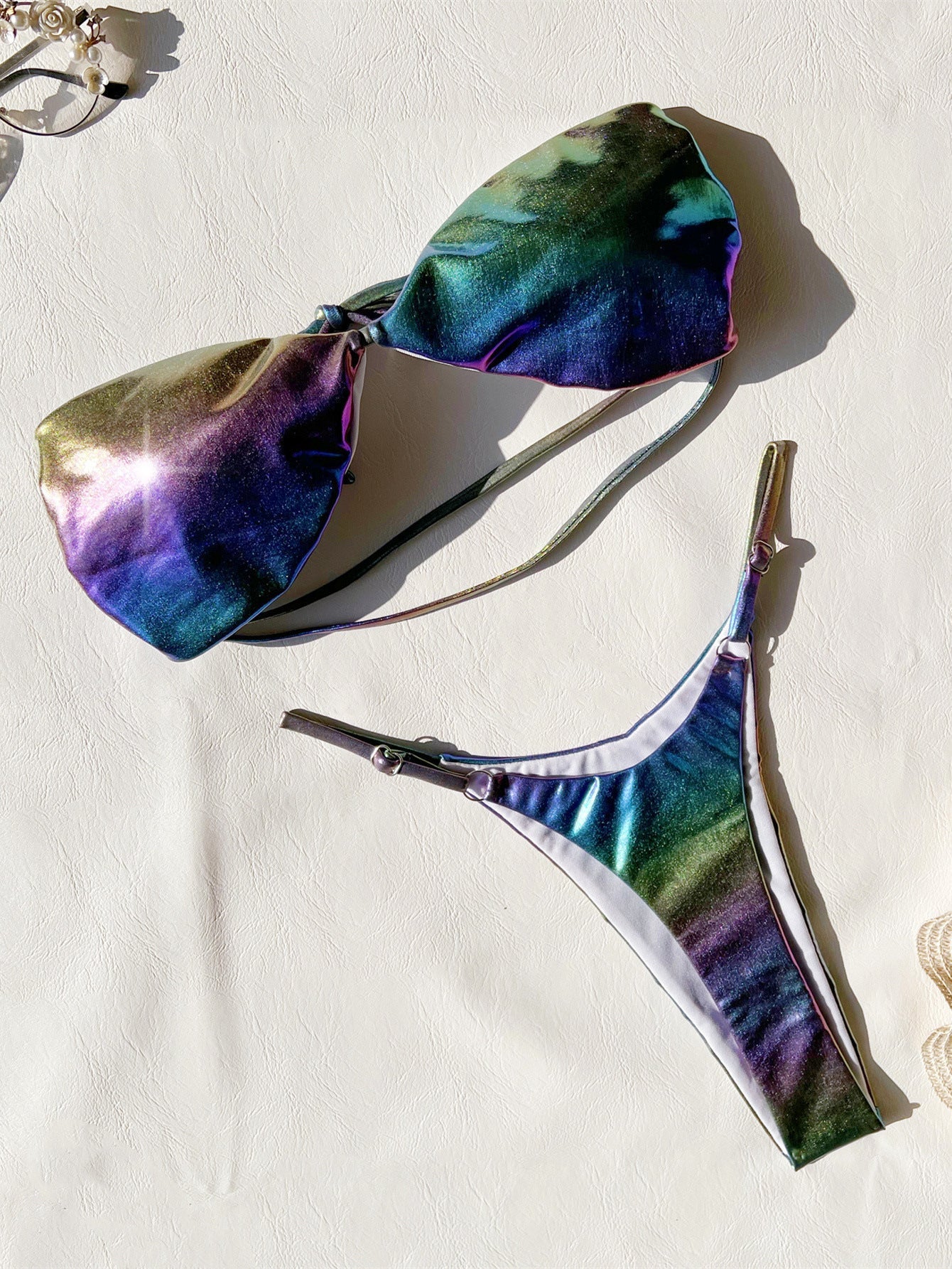 Gradient Lace-Up Bikini Sexy Backless Swimsuit
