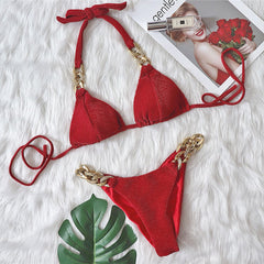 Bikini Golden Diamond Chain Split Women Swimwear