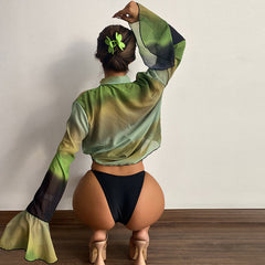 Three-Piece Bikini Long Sleeve Chiffon Women Swimsuit