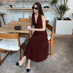 Naima Pleated Midi Skirt and Vest Set
