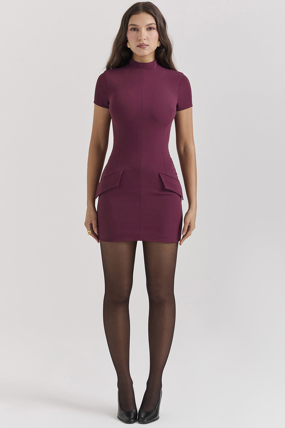 SOFIA - SHORT SLEEVE FORM FITTING STRETCH DRESS