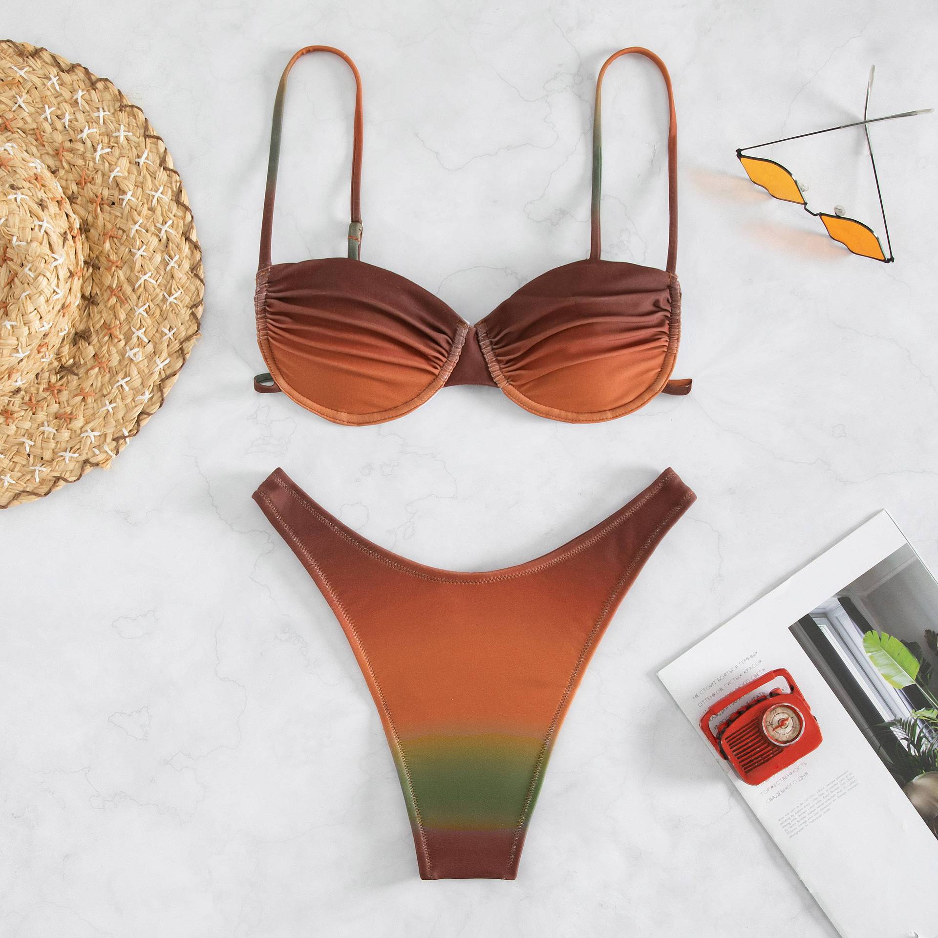 Push-up underwire bikini gradient two-piece swimsuit