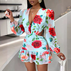 Isabelle Floral Print Ruffled Mini  Dress