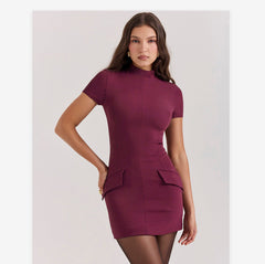 SOFIA - SHORT SLEEVE FORM FITTING STRETCH DRESS