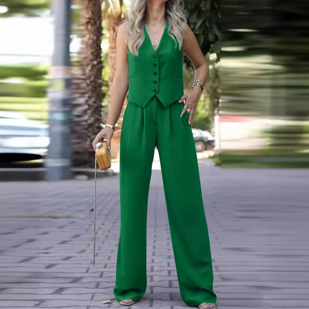 Natalie Sleeveless Vest Top & Long Pants Set