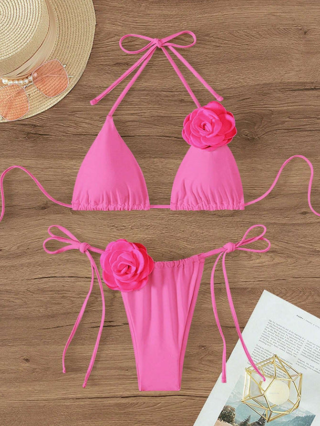 Sexy Three-Dimensional Floral Bikini Suit