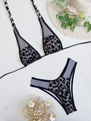 Leopard Print Swimsuit Lace Up Bikini