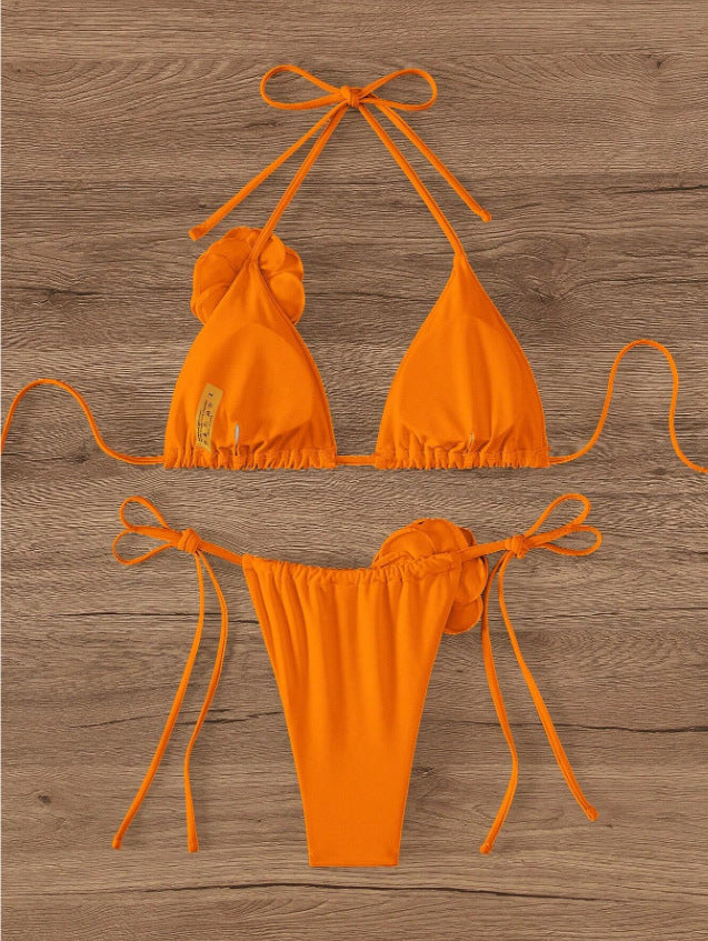 Sexy Three-Dimensional Floral Bikini Suit
