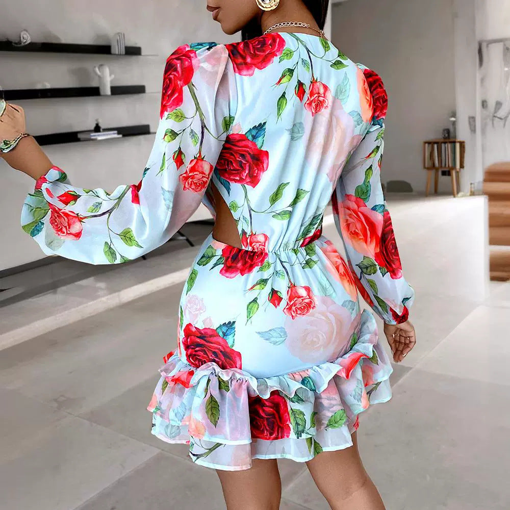 Isabelle Floral Print Ruffled Mini  Dress