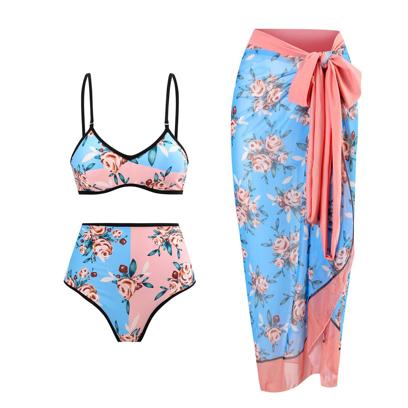 Three Piece Suit Swimsuit Lace Up Beach Skirt