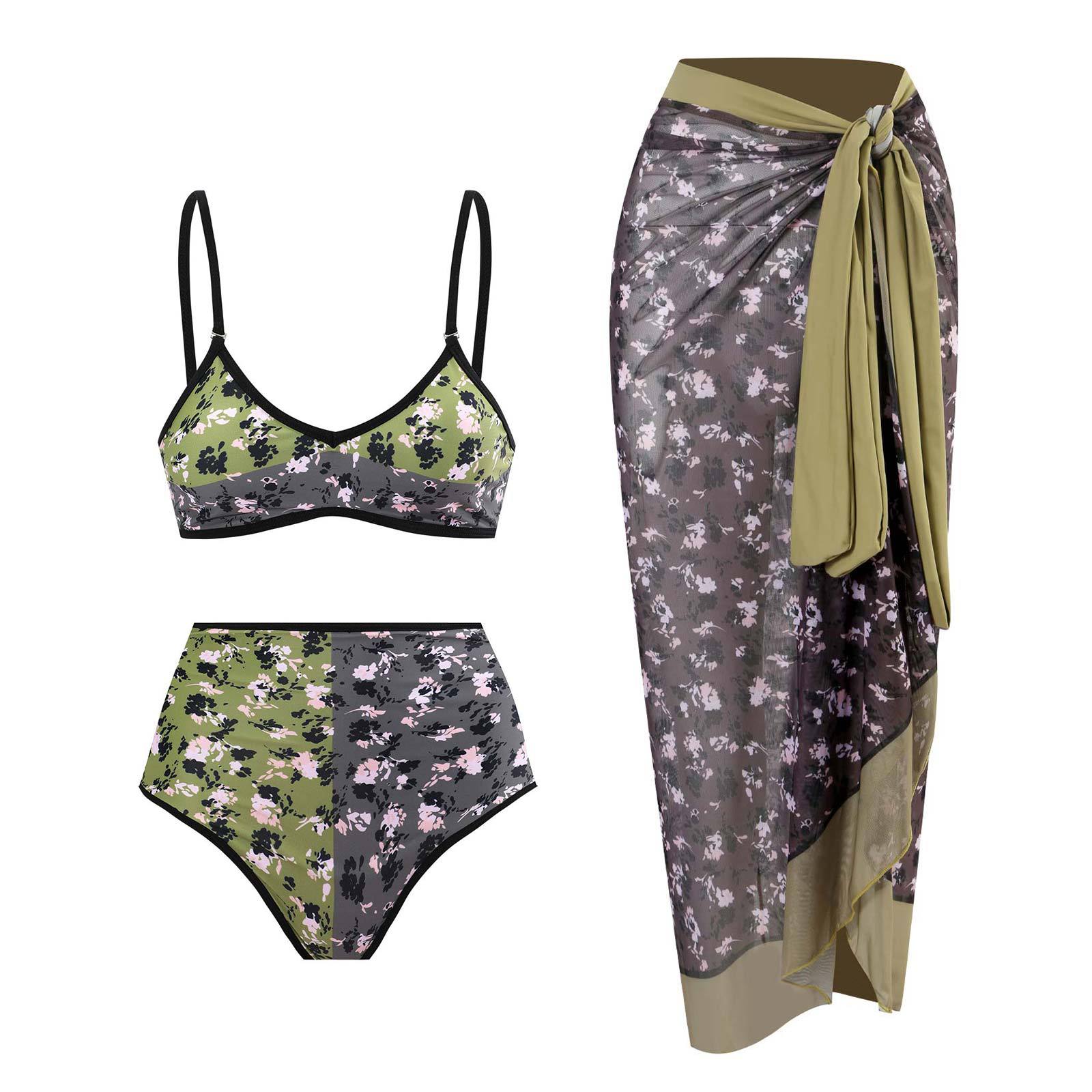 Three Piece Suit Swimsuit Lace Up Beach Skirt