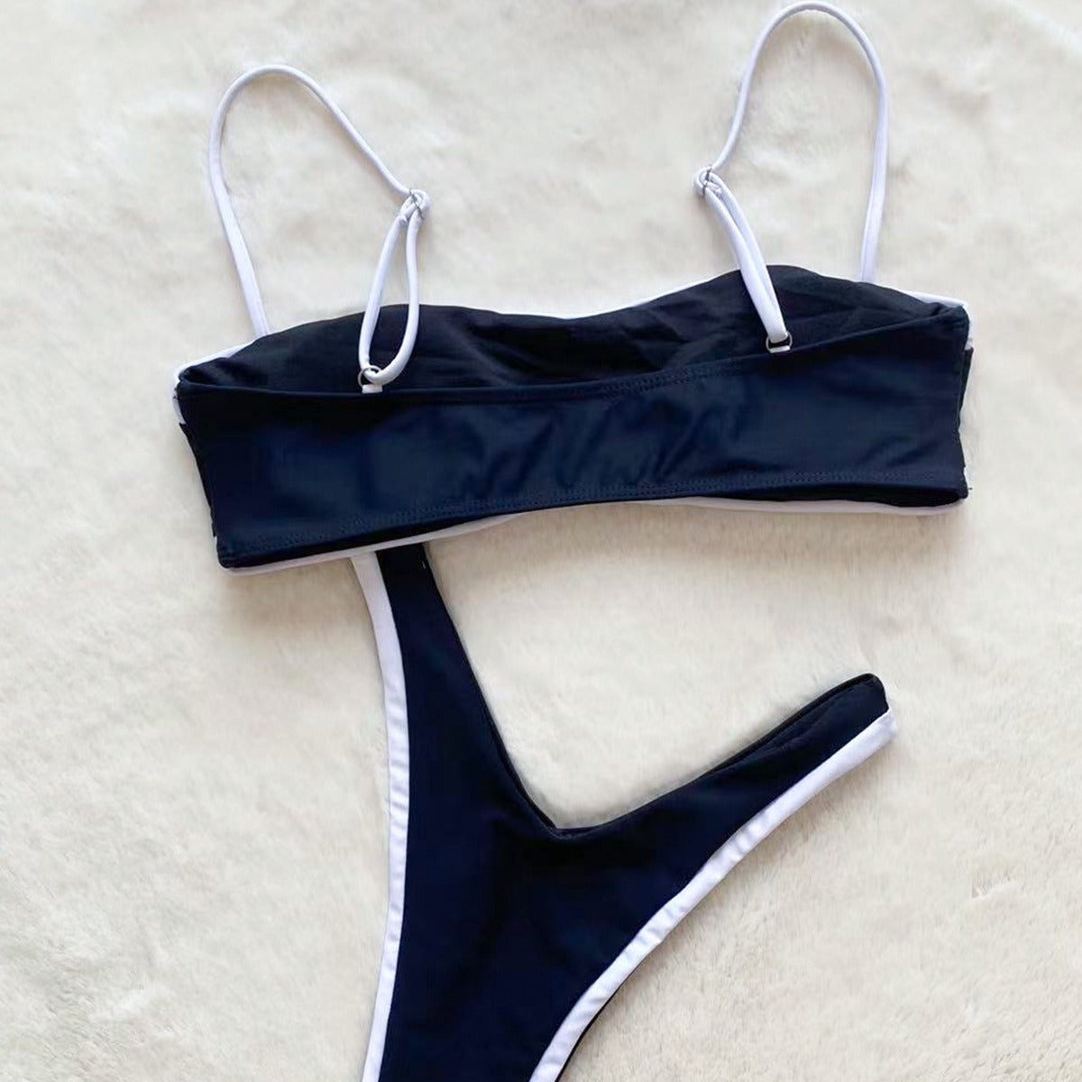 Sexy Tube Top Stitching Bikini Split Swimsuit