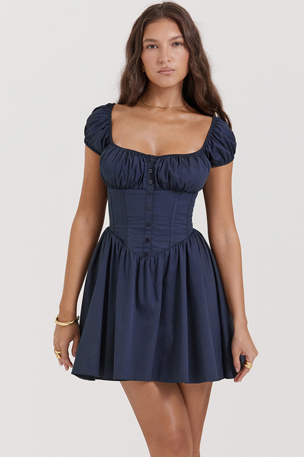 Colette Puff Sleeve Square Neck Babydoll Dress