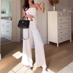 Everly Tube Top and High Waist Straight-Leg Pants Set