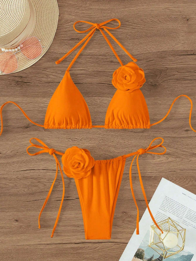 Sexy Three-Dimensional Floral Bikini Suit