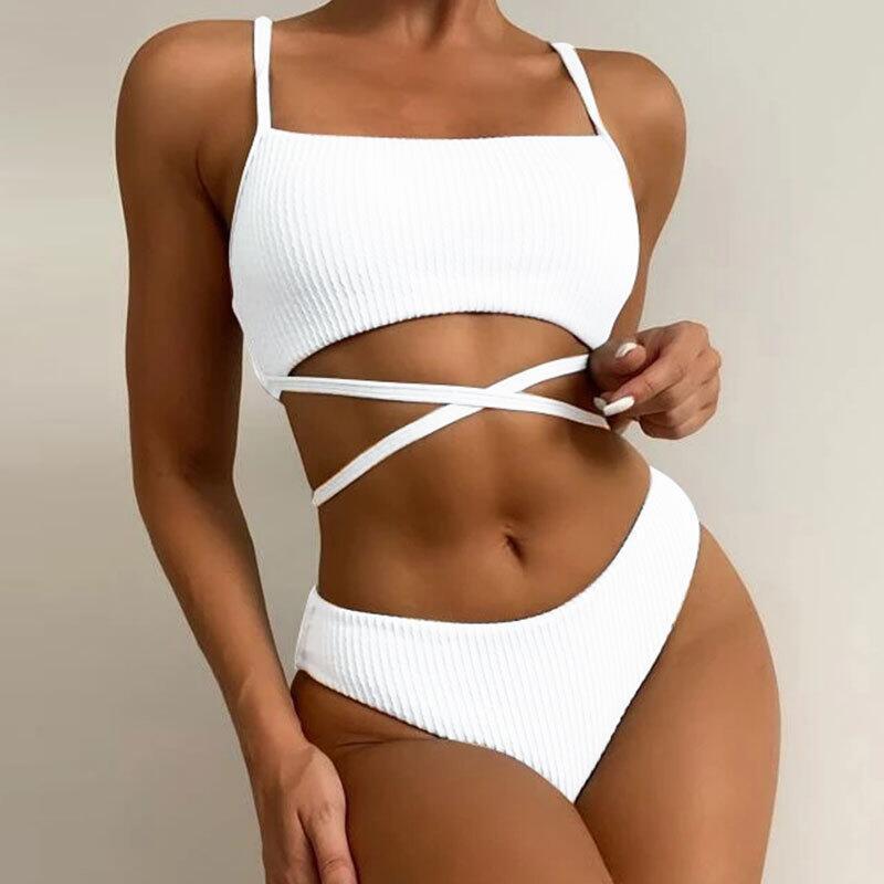 Sexy High Waist Tether Swimsuit Women