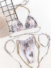 Single Swimsuit Snake Pattern Printed Bikini