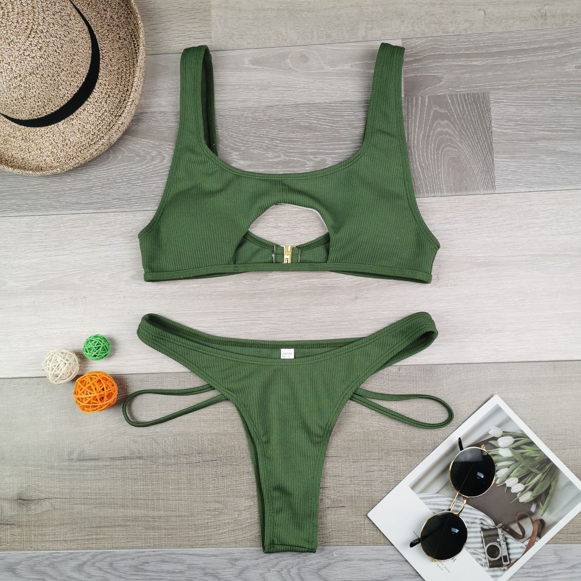 Halter Snake Print Cutout Swimsuit