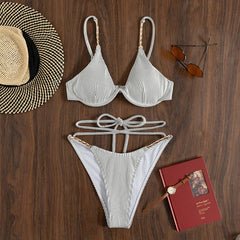 Pure Color Swimsuit Bikini Summer Swimsuit Split