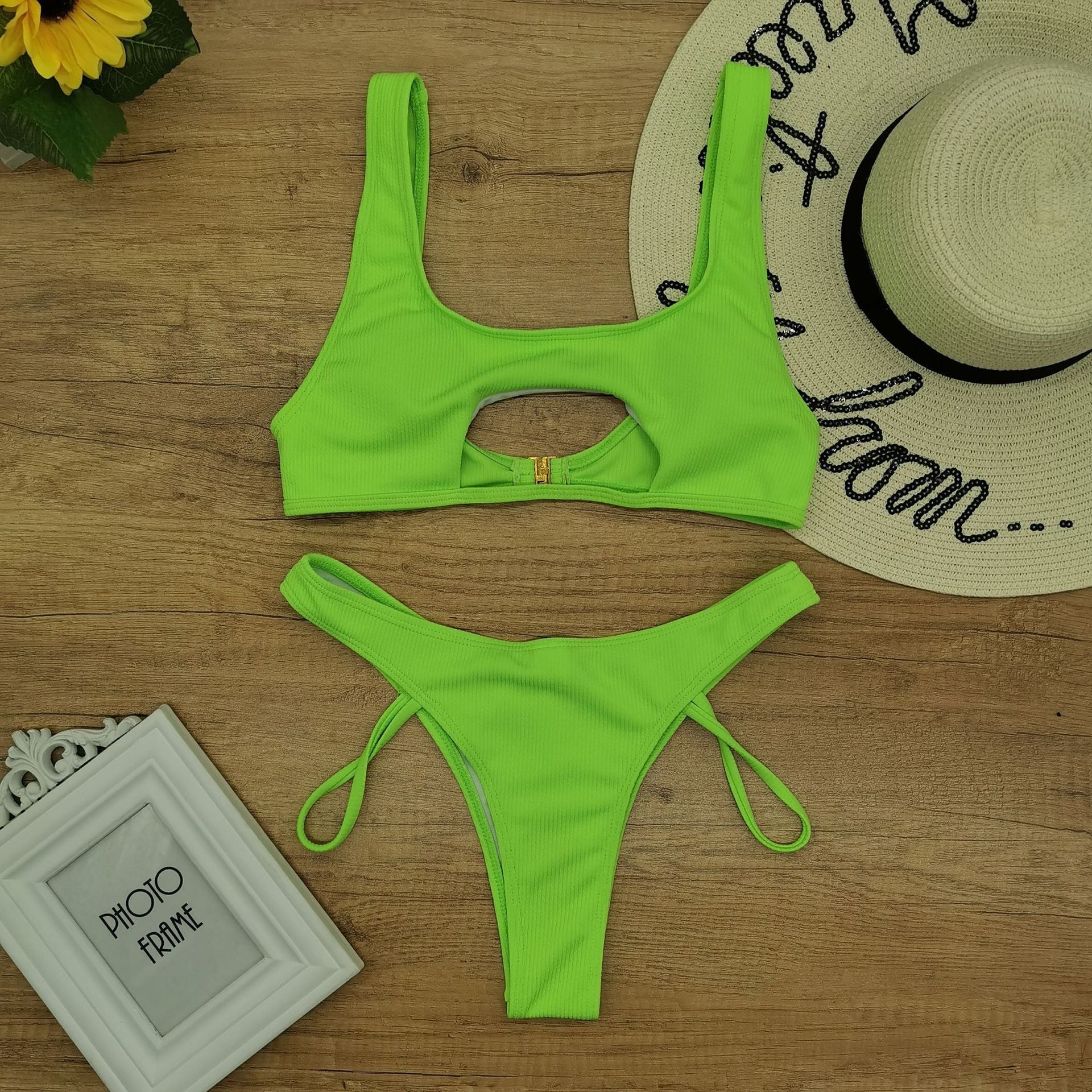 Halter Snake Print Cutout Swimsuit