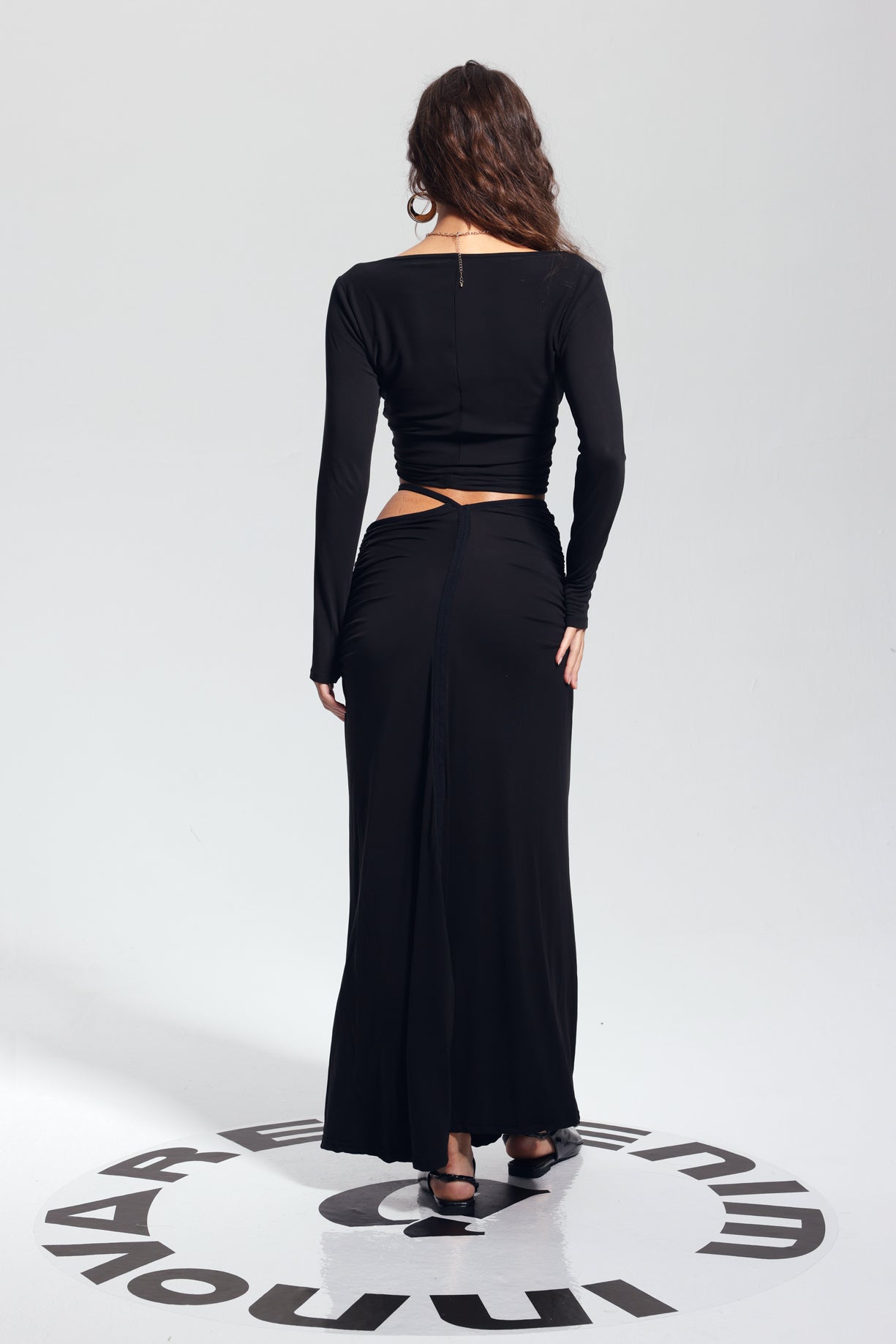 Padget Twist Ruch Bodycon Top In Black