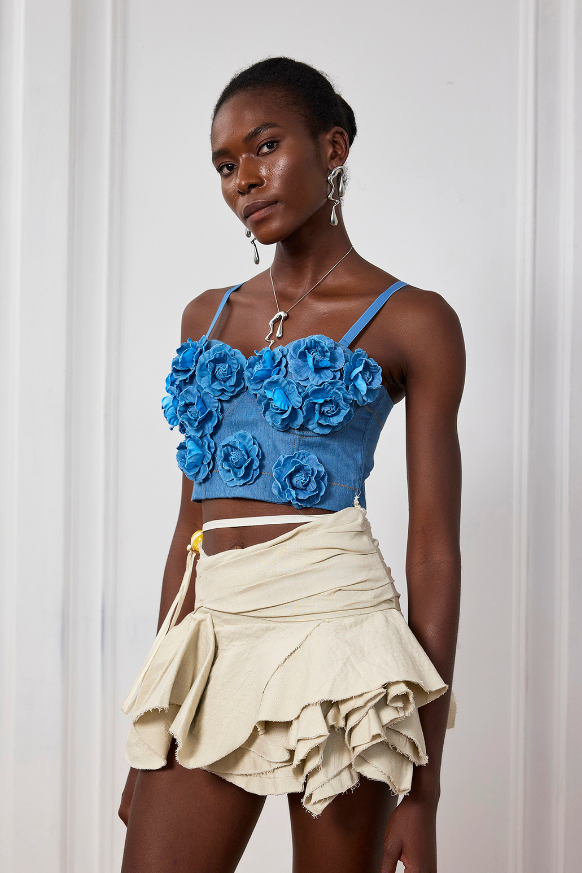 Paloma Asymmetric Fringe Ruffle Mini Skirt