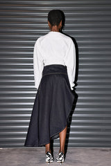 Penelope Denim Ruffle Asymmetric Skirt