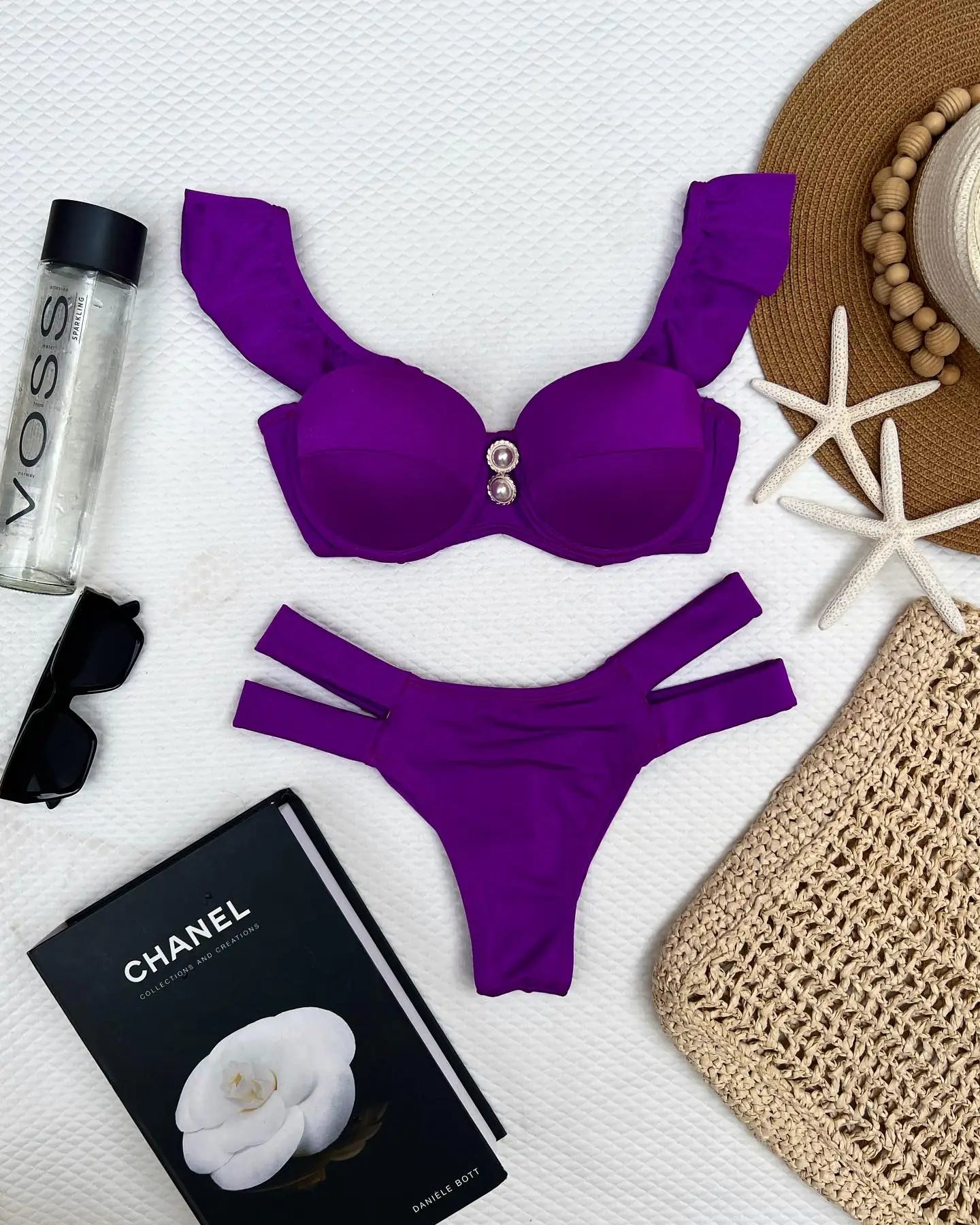 Summer Push Up Bikini Sets Solid Women's Swimsuit Vintage Print Swimwear Vacation Bathing Suit Sexy Summer Outfits Beachwear