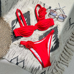 Lace Up Bikini Micro Bikinis Set 2024 New Womens Swimsuit Sexy Female Swimwear Floral Bathing Suit Thong Biquini Swimming Suits
