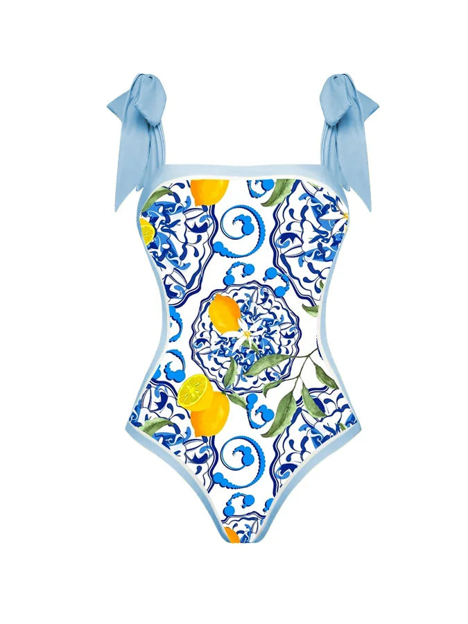 Printed 2024 Trend One Piece Swimsuit Luxury Tankini Set Women's Beachwear Push-ups Suspender Summer