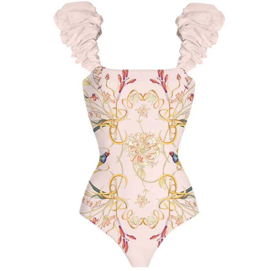 Printed 2024 Trend One Piece Swimsuit Luxury Tankini Set Women's Beachwear Push-ups Suspender Summer