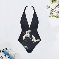 2024 LANSWE Deep V One-Piece Swimwear Women Swimsuit Two-Piece Suit Summer Beach Wear Women's Swimsuit Beach Outing AA001