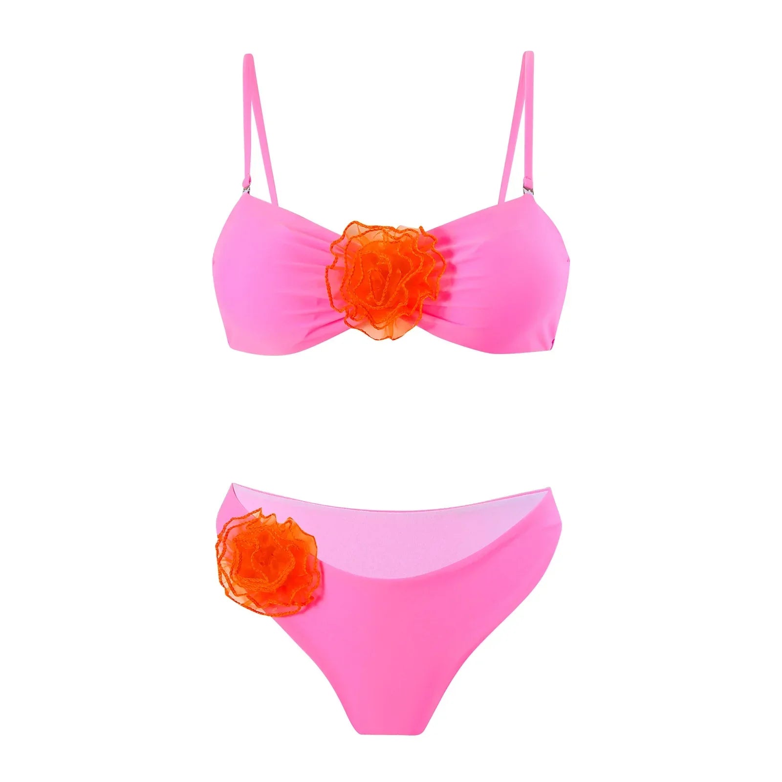 Sexy Women Swimsuit 2024 Lace Up Bikini Micro Bikinis Set Female Swimwear 3D Floral Bathing Suit Thong Biquini Swimming Suits