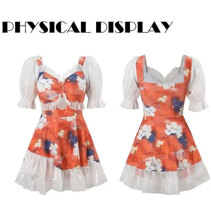 Korean One Piece Swimsuit Sexy 2024 New Women High Waist Swim Bath Suit Woman Swimwear Monokini Swimming Swimskirt