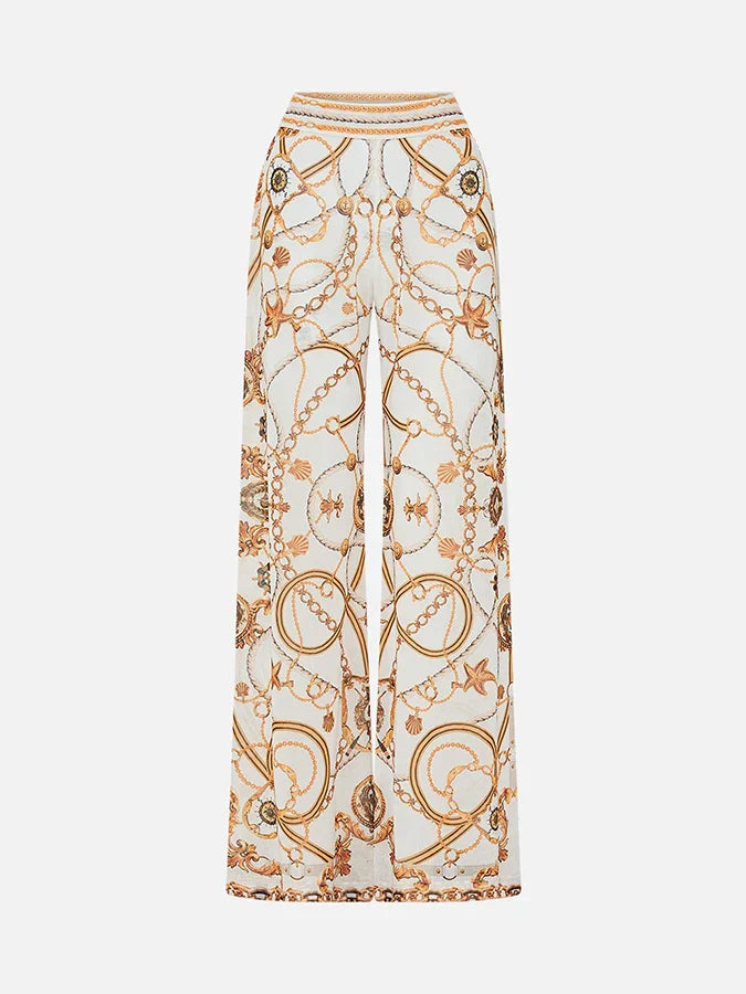 Courtl Vintage Gold Print One-piece Bikini Swimwear Costume Sexy Fashion Slim Fit Swimsuit With Long Trousers Beach Holiday 2024