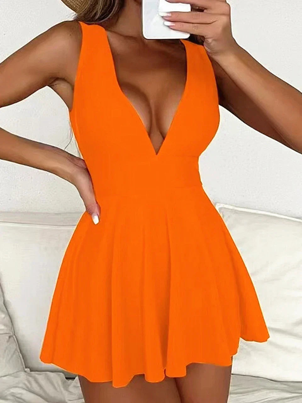 Deep V Neck Swimsuit 2024 Women One Piece Backless Swimwear Solid Beach Skirt Summer Female Bathers Bathing Swimming Bodysuit