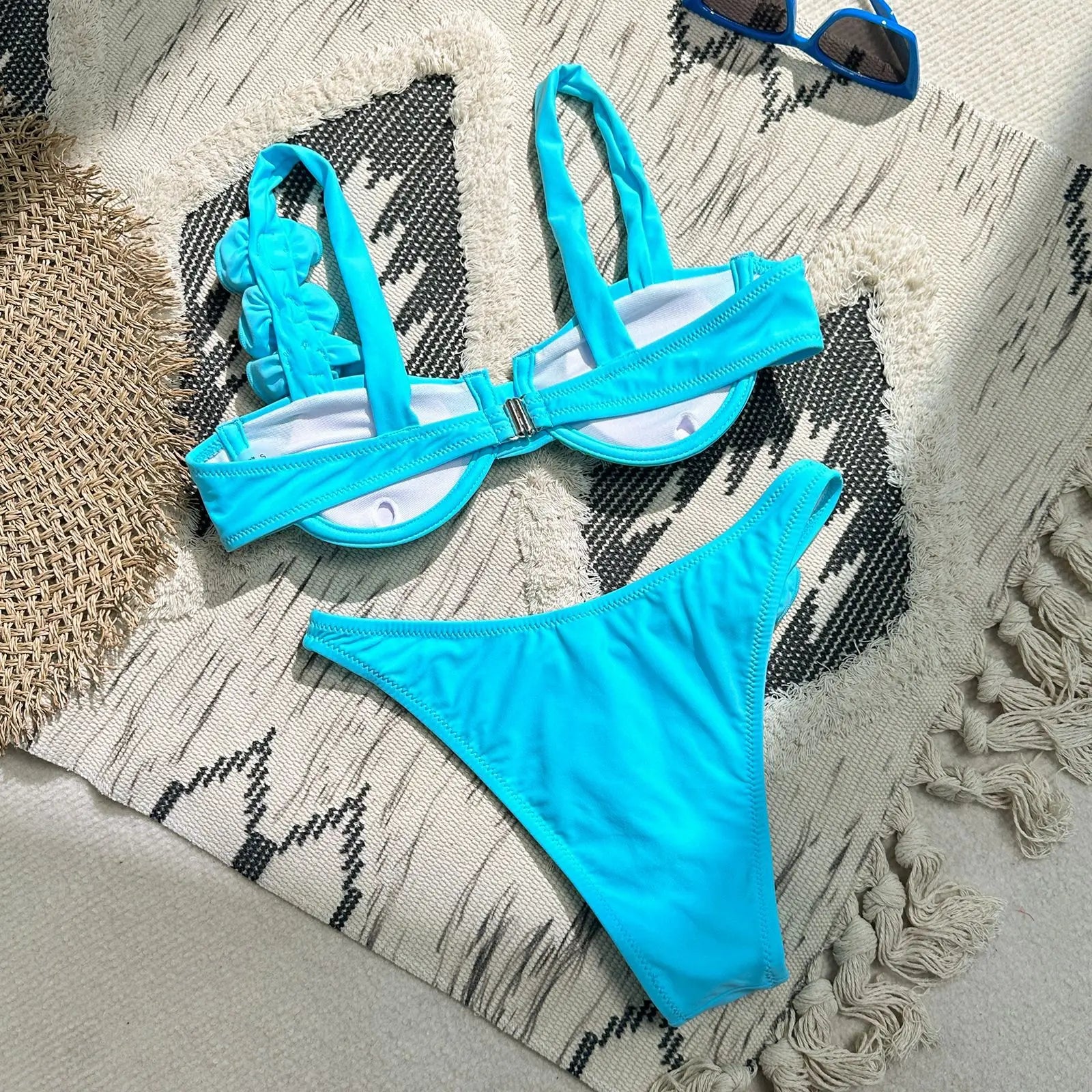 Lace Up Bikini Micro Bikinis Set 2024 New Womens Swimsuit Sexy Female Swimwear Floral Bathing Suit Thong Biquini Swimming Suits