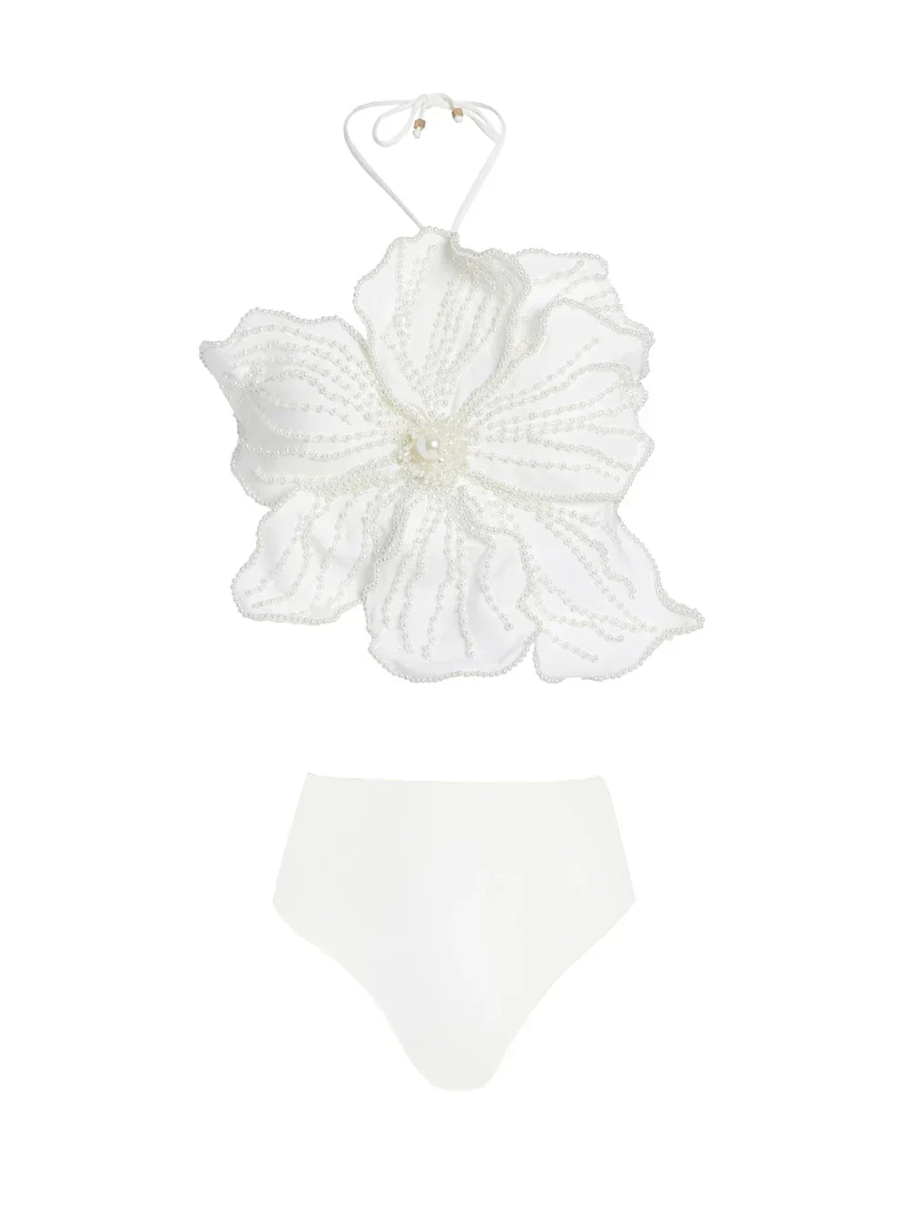 Solid Color 3D Beaded Floral Bikinis Set Women's Fashion Design Swimsuits and Pants Luxury Swimwear Bathing Suit Beachwear 2024