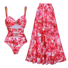 2024 High Quality One Piece Swimsuit Floral Ruffle Printed Push Up Women Bikini Set Swimwear Slimming Bathing Suit Beach Wear