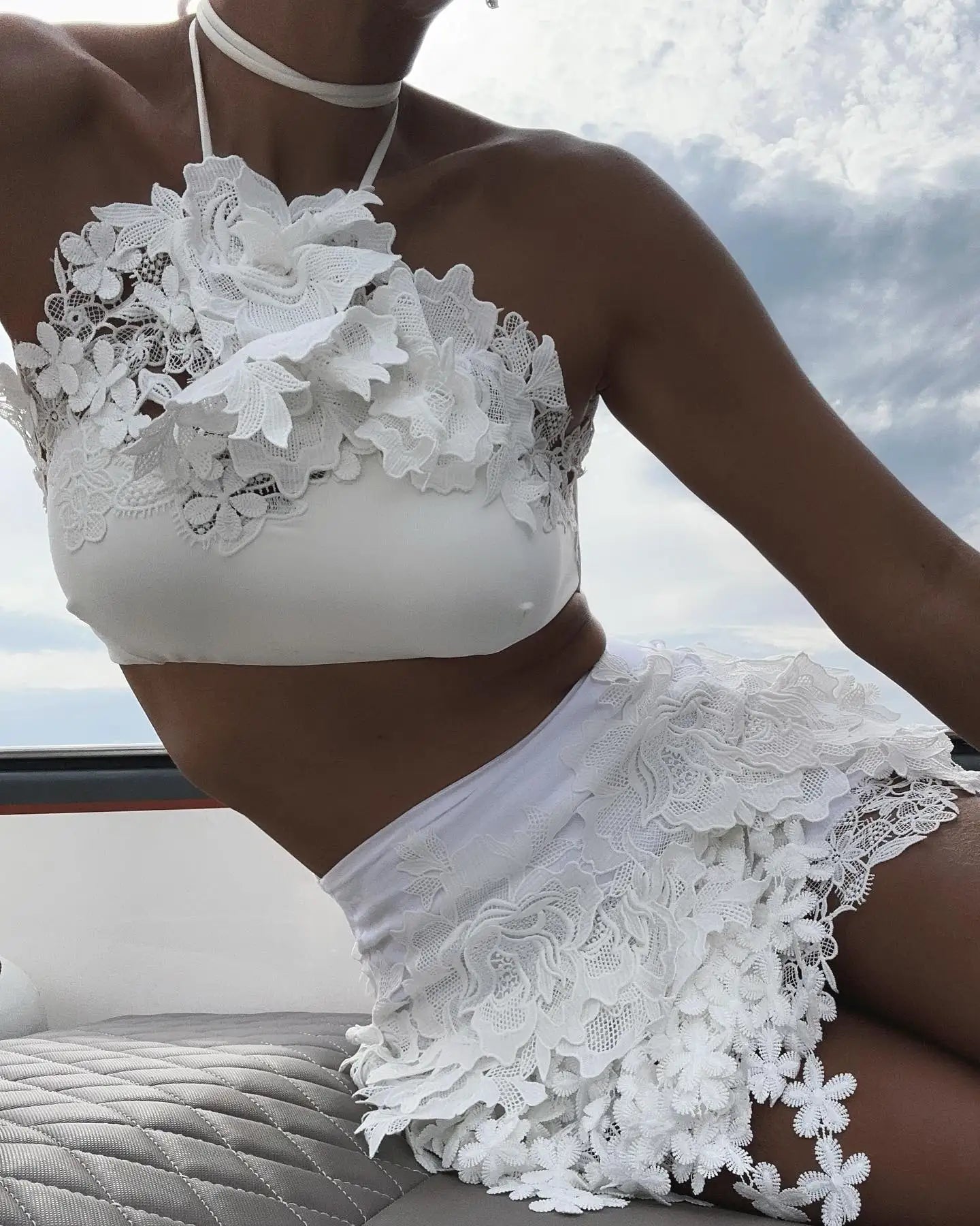 Sexy Women 3 Pieces Swimsuits Bikinis Sets With Skirt Pants Cover Ups Swimming Suits Female Swimwear Summer Outfits Beachwear