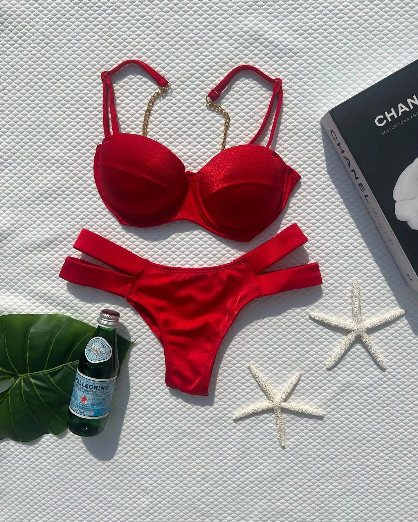 Summer Push Up Bikini Sets Solid Women's Swimsuit Vintage Print Swimwear Vacation Bathing Suit Sexy Summer Outfits Beachwear