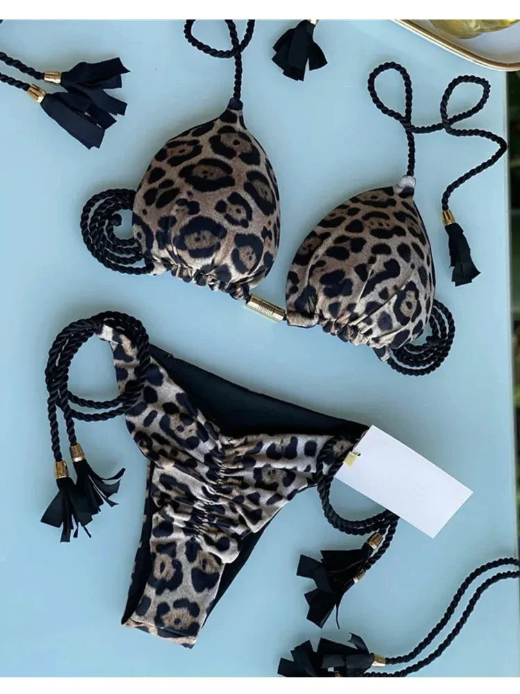 Sexy Swimsuit Women Triangle Bikinis Set Thong Bandage Swimsuits Solid Color Bath Suit Two Piece String Swimear Beach Wear