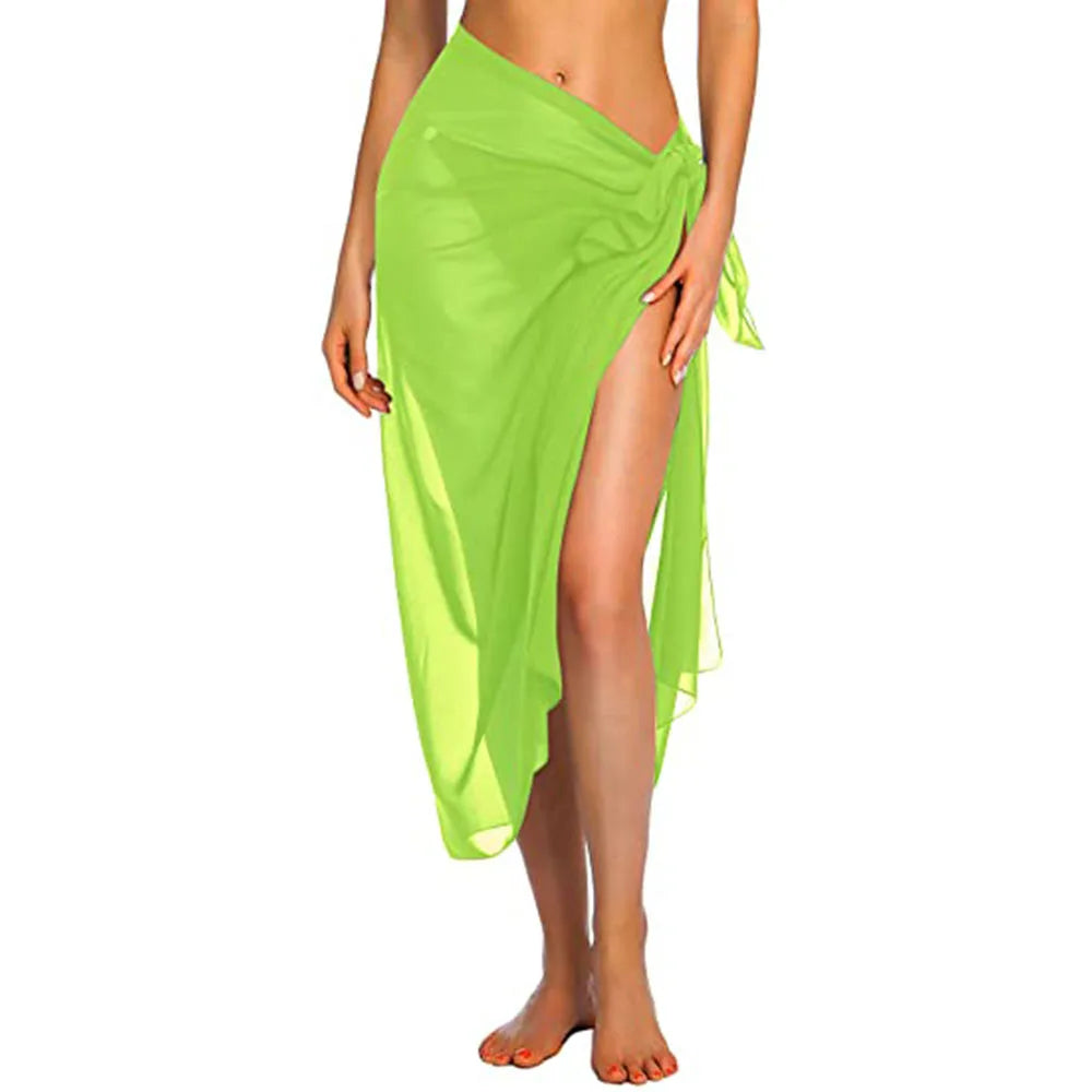 Womens Beach Long&Short Short Skirt Sarong Swimsuit Coverups Summer Bikini Wrap Sheer Scarf for Swimwear Cover-ups