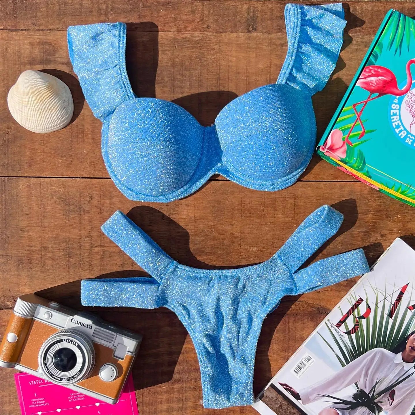 Summer Push Up Bikini Sets Solid Women's Swimsuit Vintage Print Swimwear Vacation Bathing Suit Sexy Summer Outfits Beachwear