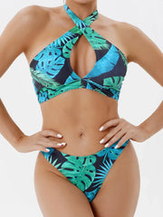 Halter Cross Bikini 2024 Hollow Swimsuit & Beach Dress 3 Piece Sexy Swimwear Women Bathing Suit Padded Beachwear Swimming Summer