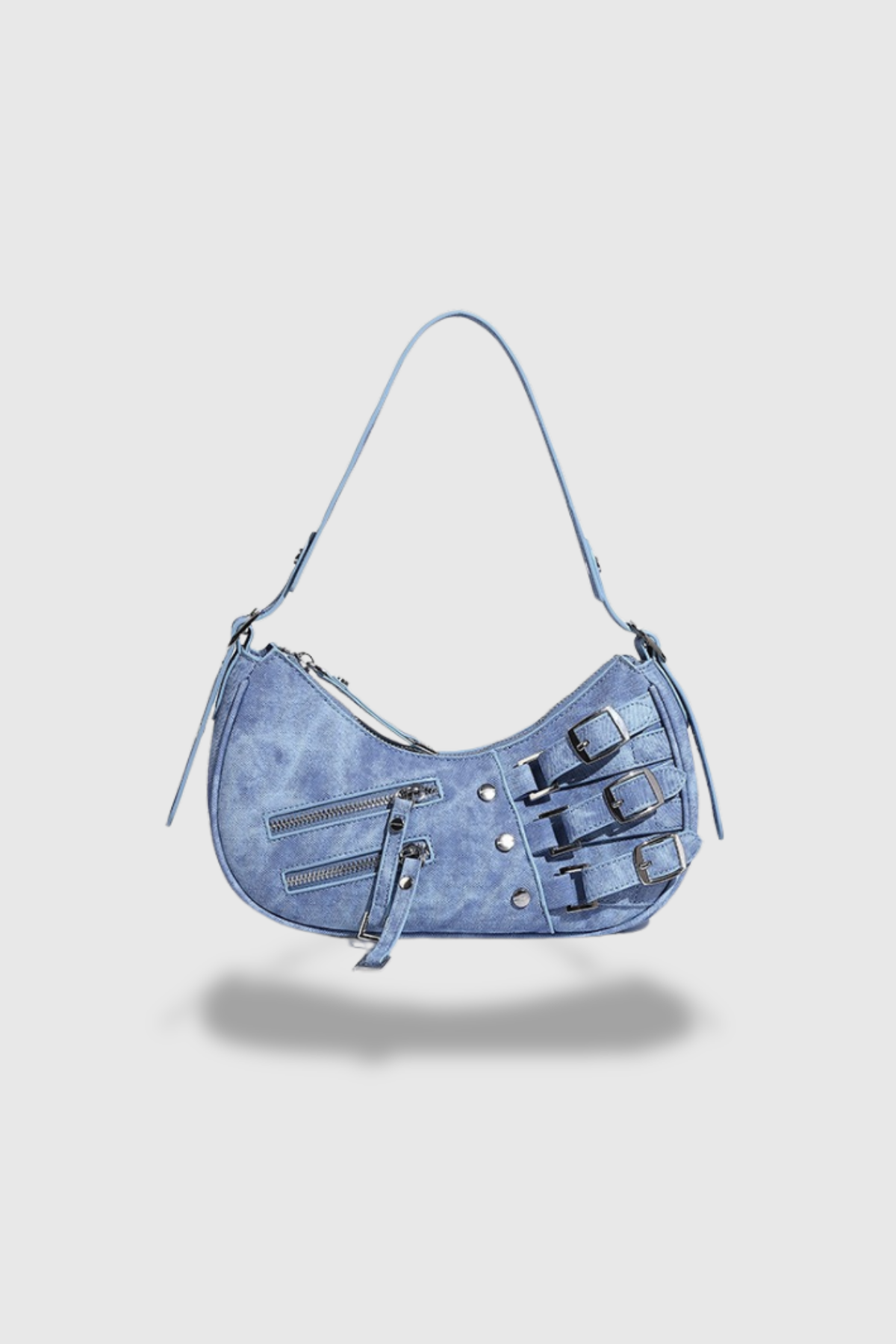 Sara Zip Denim Bag In Blue