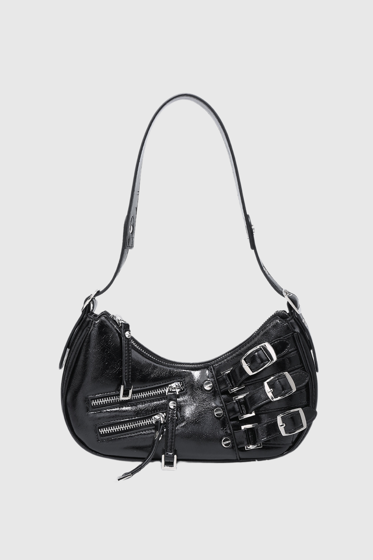 Sara Zip Faux Leather Bag In Black